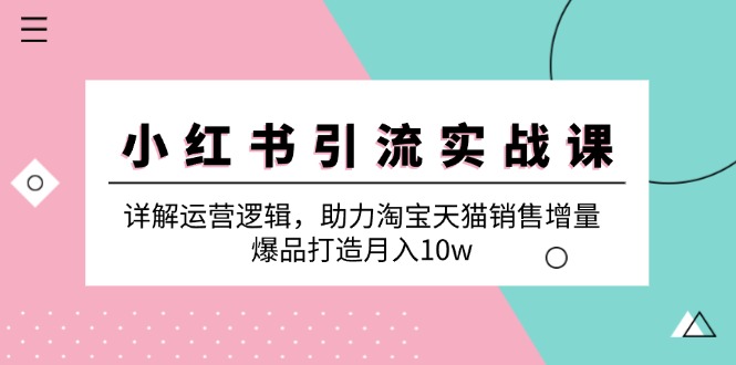 小红书引流实战课：详解运营逻辑，助力淘宝天猫销售增量，爆品打造月入10w-彼飞网创