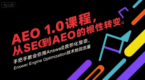 AEO 1.0 课程，从SEO到AE0的基命性转变，手把手教会你用AnswerEngineOptimization技术抢回流量-彼飞网创
