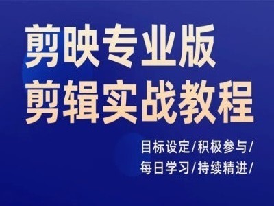 剪映专业版剪辑实战教程，目标设定/积极参与/每日学习/持续精进-彼飞网创