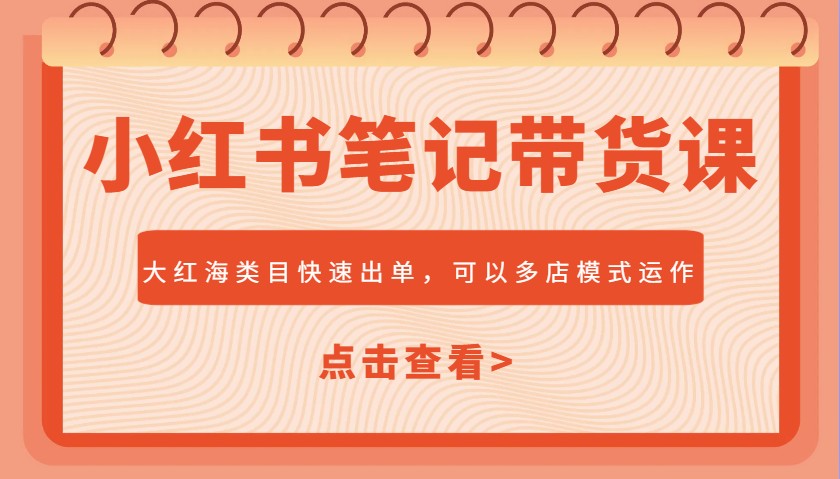 小红书笔记带货课，大红海类目快速出单，市场大，可以多店模式运作(更新)-彼飞网创