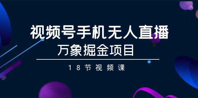 视频号手机无人直播-万象掘金项目(18节视频课)-彼飞网创