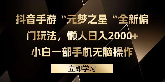 (9456期)抖音手游“元梦之星“全新偏门玩法，懒人日入2000+，小白一部手机无脑操作-彼飞网创