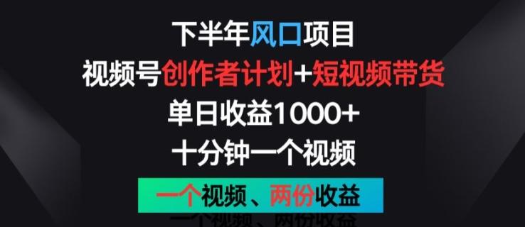 下半年风口项目，视频号创作者计划+视频带货，一个视频两份收益，十分钟一个视频【揭秘】-彼飞网创