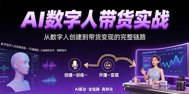 AI数字人+带货实战：从数字人创建到带货变现的完整链路-彼飞网创