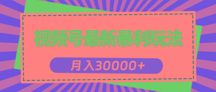 视频号最新暴利玩法，轻松月入30000+-彼飞网创