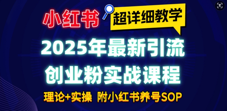 2025年最新小红书引流创业粉实战课程【超详细教学】小白轻松上手，月入1W+，附小红书养号SOP-彼飞网创