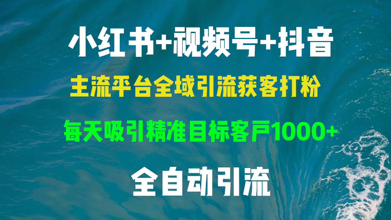 小红书，视频号，抖音主流平台全域引流获客打粉，每天吸引精准目标客户…-彼飞网创