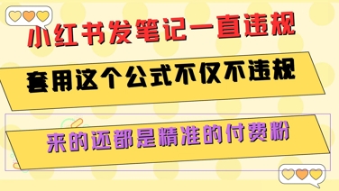 小红书发笔记一直违规，套用这个公式不仅不违规，来的还都是精准的付费粉-彼飞网创