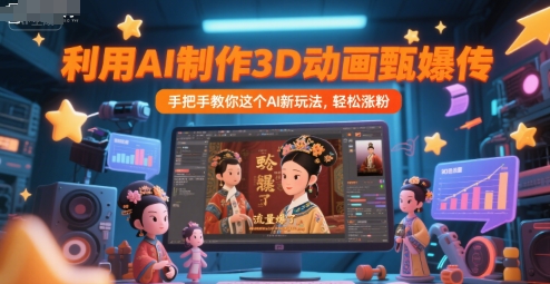 利用AI制作3D动画甄嬛传，流量爆了，手把手教你这个AI新玩法，轻松涨粉-彼飞网创
