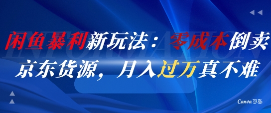 闲鱼暴利新玩法：零成本倒卖京东货源，月入过1W真不难-彼飞网创