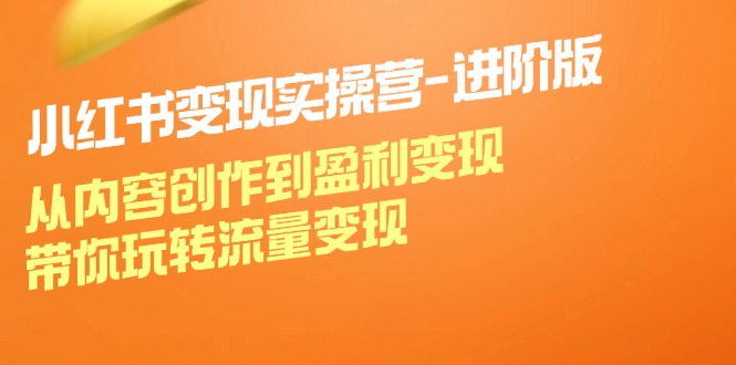 小红书变现实操营进阶版：从内容创作到盈利变现，带你玩转流量变现-彼飞网创
