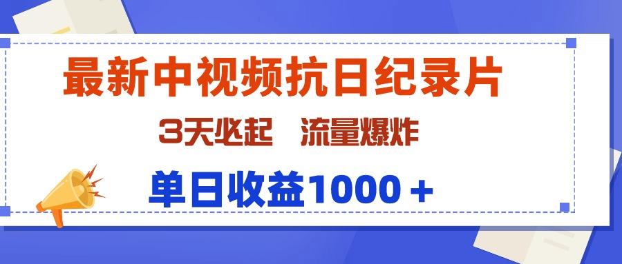 (9579期)最新中视频抗日纪录片，3天必起，流量爆炸，单日收益1000＋-彼飞网创