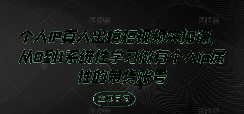 个人IP真人出镜短视频实操课，从0到1系统性学习做有个人ip属性的带货账号-彼飞网创