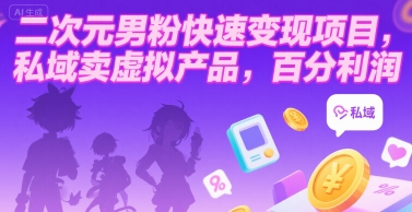 二次元男粉快速变现项目，私域卖虚拟产品，百分利润-彼飞网创