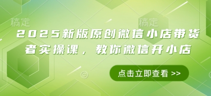 2025新版原创微信小店带货者实操课，教你微信开小店-彼飞网创