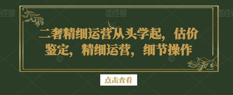 二奢精细运营从头学起，估价鉴定，精细运营，细节操作-彼飞网创