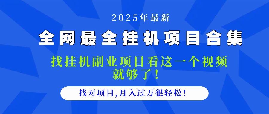2025最全挂机项目合集 找项目看这一个视频就够了，做对项目月入过万很…-彼飞网创