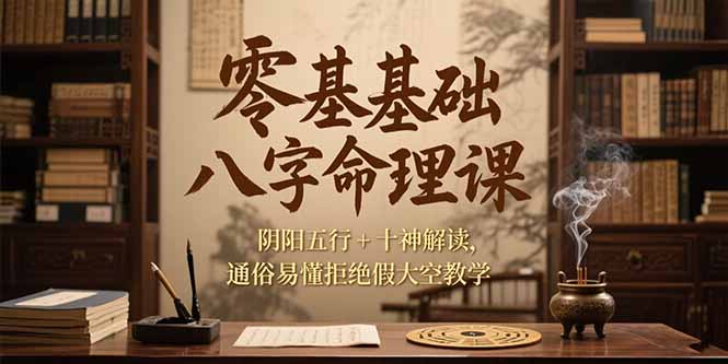 零基础八字命理课，阴阳五行+十神解读，通俗易懂拒绝假大空教学-彼飞网创