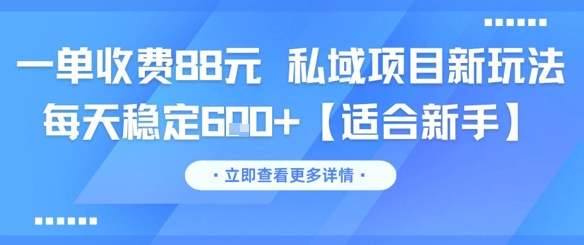 一单收费88元 私域项目新玩法 每天稳定6张+【适合新手】-彼飞网创