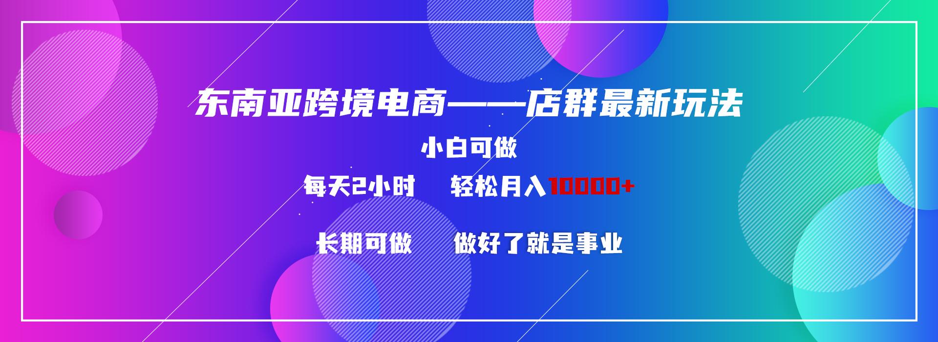 东南亚跨境电商店群新玩法2—小白每天两小时 轻松10000+-彼飞网创
