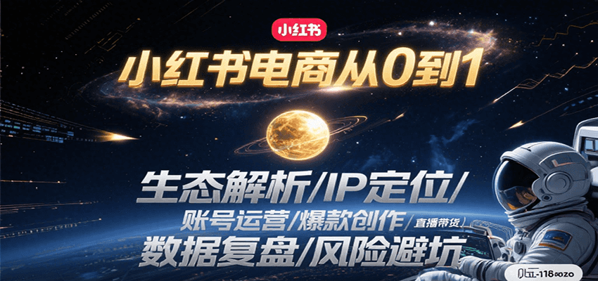 小红书电商从0到1：生态解析/IP定位/ 账号运营/爆款创作/直播带货/数据复盘/风险避坑-彼飞网创