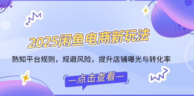 2025闲鱼电商新玩法，熟知平台规则，规避风险，提升店铺曝光与转化率-彼飞网创