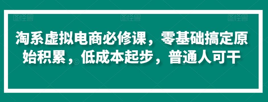 淘系虚拟电商必修课，零基础搞定原始积累，低成本起步，普通人可干-彼飞网创