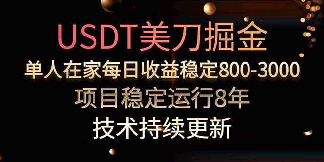USDT美刀掘金，单人每日收益800-3000，稳定运行8年-彼飞网创