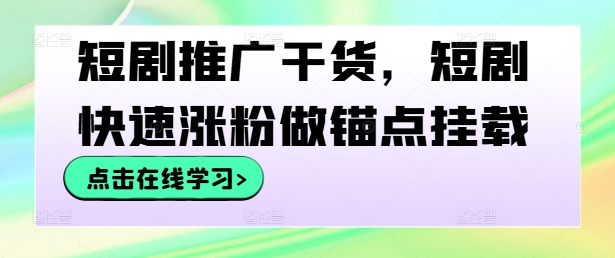 短剧推广干货，短剧快速涨粉做锚点挂载-彼飞网创