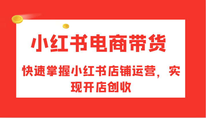 小红书电商带货，快速掌握小红书店铺运营，实现开店创收-彼飞网创
