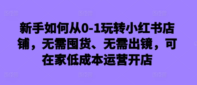 新手如何从0-1玩转小红书店铺，无需囤货、无需出镜，可在家低成本运营开店-彼飞网创