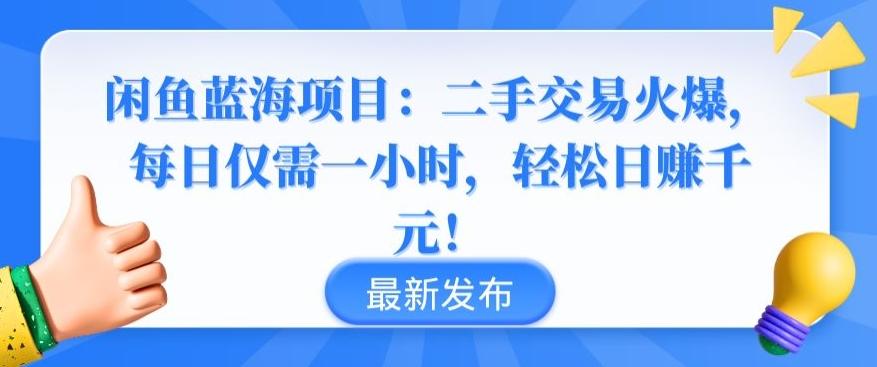 闲鱼蓝海项目：二手交易火爆，每日仅需一小时，轻松日赚千元【揭秘】-彼飞网创