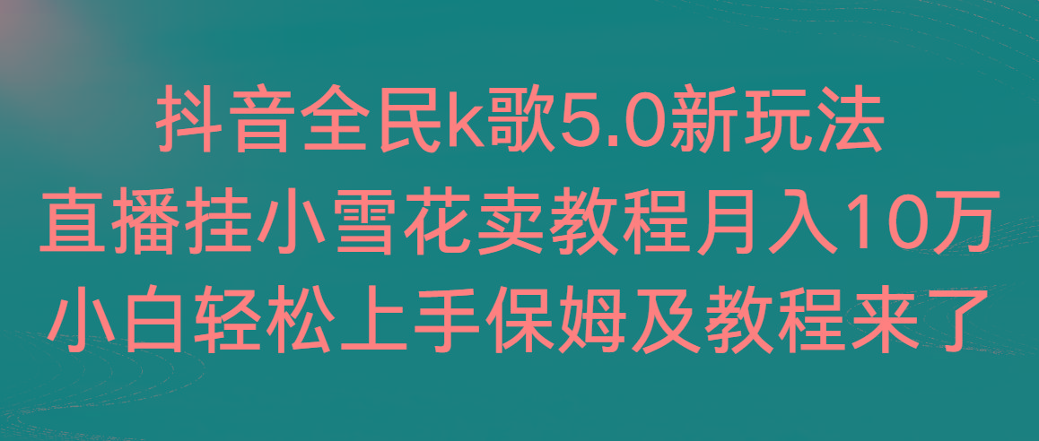 抖音全民k歌5.0新玩法，直播挂小雪花卖教程月入10万，小白轻松上手，保…-彼飞网创
