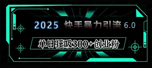 2025年快手6.0保姆级教程震撼来袭，单日狂吸300+精准创业粉-彼飞网创