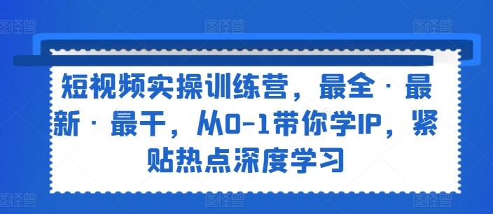 短视频实操训练营，最全·最新·最干，从0-1带你学IP，紧贴热点深度学习-彼飞网创