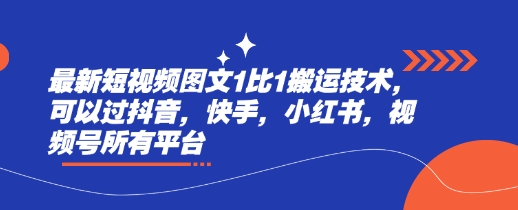 最新短视频图文1比1搬运技术，可以过抖音，快手，小红书，视频号所有平台-彼飞网创