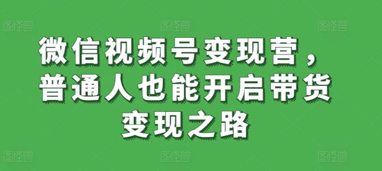 微信视频号变现营，普通人也能开启带货变现之路-彼飞网创