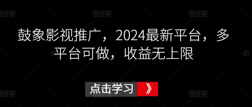 鼓象影视推广，2024最新平台，多平台可做，收益无上限【揭秘】-彼飞网创