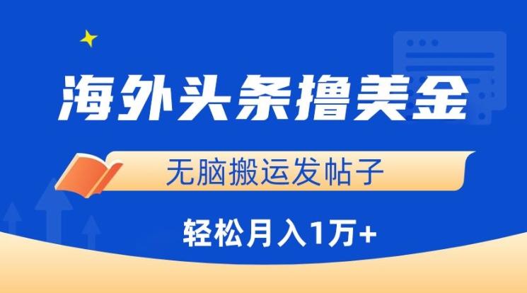 海外头条撸美金，无脑搬运发帖子，月入1万+，小白轻松掌握【揭秘】-彼飞网创