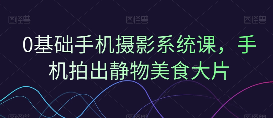 0基础手机摄影系统课，手机拍出静物美食大片-彼飞网创