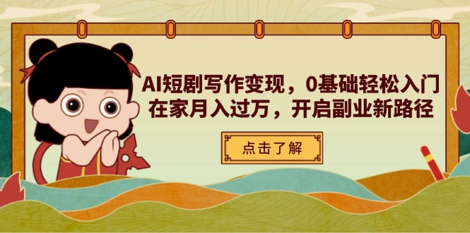 AI短剧写作变现，0基础轻松入门，在家月入过万，开启副业新路径-彼飞网创