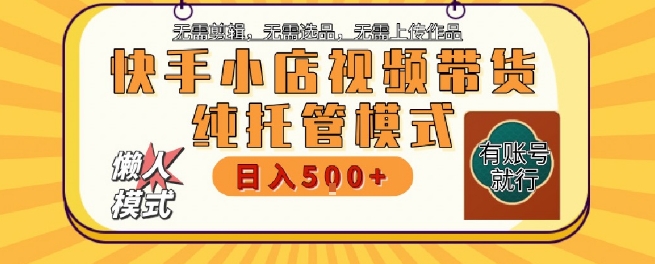快手小店托管代运营，无需剪辑，无需选品，无需上传作品，全程无需操作，轻松月入5k+【揭秘】-彼飞网创