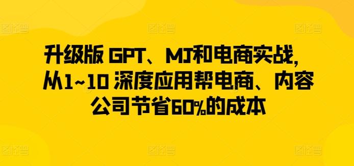升级版 GPT、MJ和电商实战，从1~10 深度应用帮电商、内容公司节省60%的成本-彼飞网创