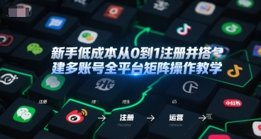 新手低成本从0到1注册并搭建多账号全平台矩阵操作教学，手机号-邮箱-IP-工具-彼飞网创