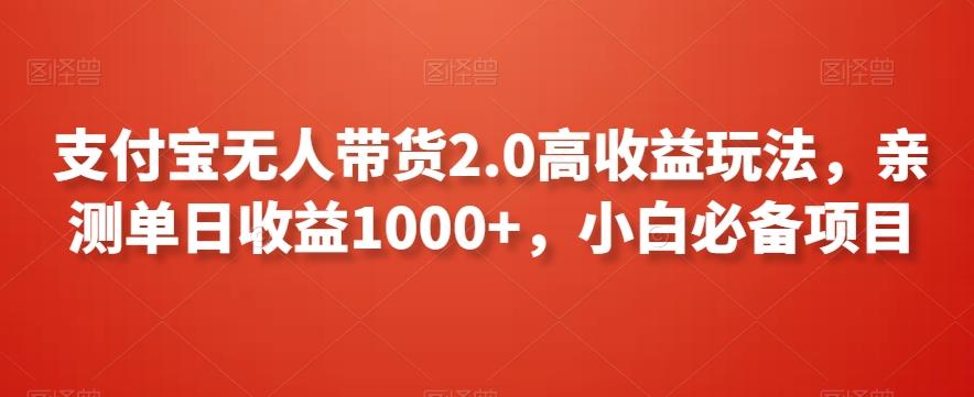支付宝无人带货2.0高收益玩法，亲测单日收益1000+，小白必备项目【揭秘】-彼飞网创
