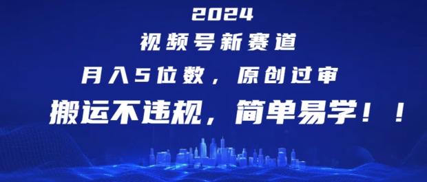 2024视频号新赛道，月入5位数+，原创过审，搬运不违规，简单易学【揭秘】-彼飞网创