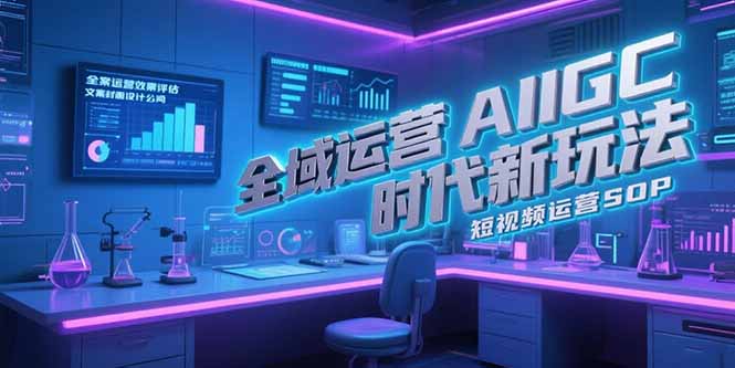全域运营AIGC时代新玩法，文案封面设计公式，短视频运营SOP-彼飞网创