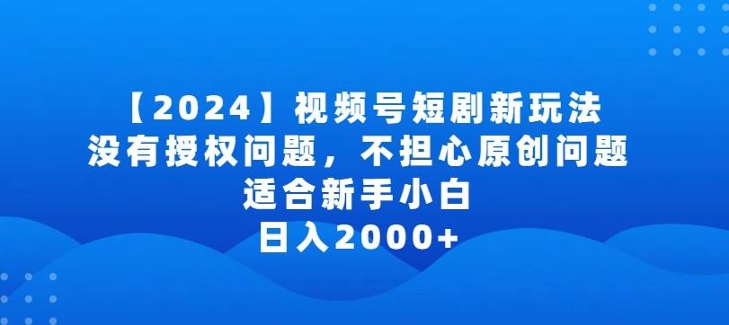 2024视频号短剧玩法，没有授权问题，不担心原创问题，适合新手小白，日入2000+【揭秘】-彼飞网创