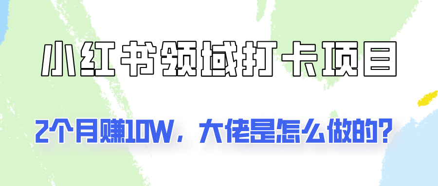 通过小红书领域打卡项目2个月赚10W，大佬是怎么做的？-彼飞网创