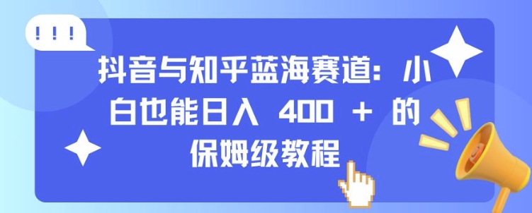 抖音与知乎蓝海赛道：小白也能日入 4张 的保姆级教程-彼飞网创